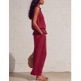 thumbnail image 4 of Women's Linen 2 Piece Outfits Sleeveless Ruffle Top Wide Leg Pants Summer Loungewear Beach Travel Sets, 4 of 8