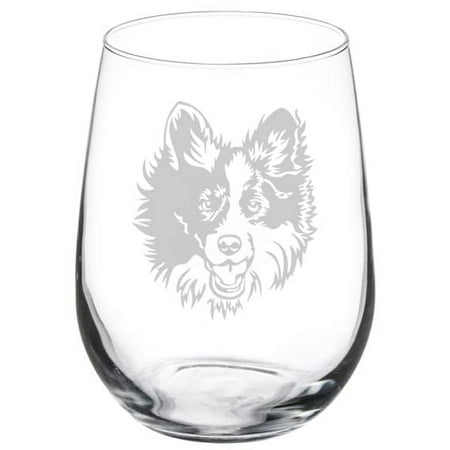 

Wine Glass Goblet Gift Border Collie Face (17 oz Stemless)