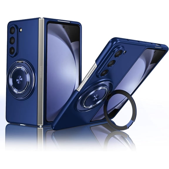 Magnetic for Galaxy Z Fold 6 case with Stand, Slim Protective Ring Holder Military Shockproof Cover for Galaxy Z Fold 6 5G Blue 24-zfold6-03