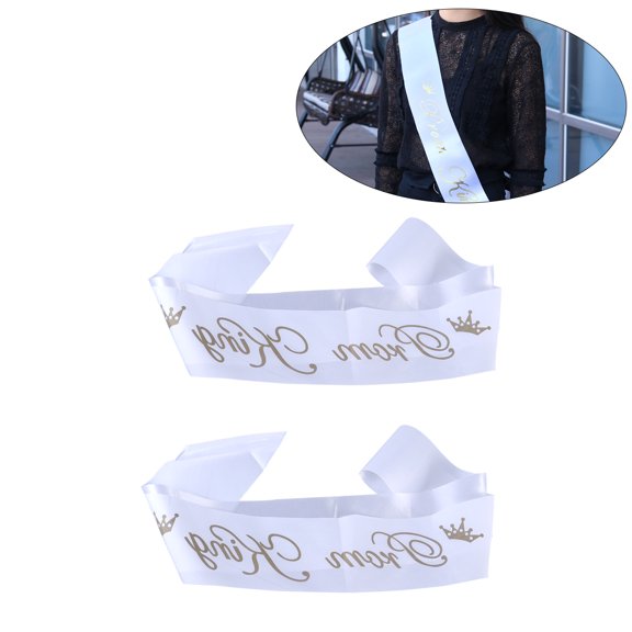 KALLORY White Satin Sash 2Pcs Suitable for Prom and Court