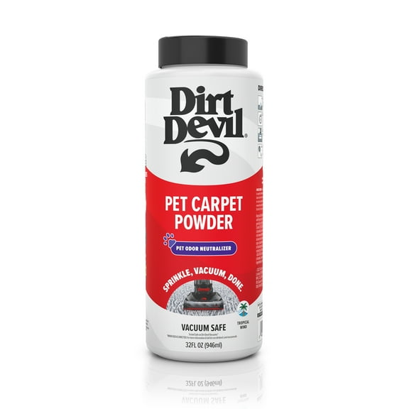 Dirt Devil Pet Room Refresher Carpet Powder, Tropical Wind Scent, for Carpet and Upholstery, Vacuum Safe, Pet Odor Eliminator, AD31211, 32 oz.