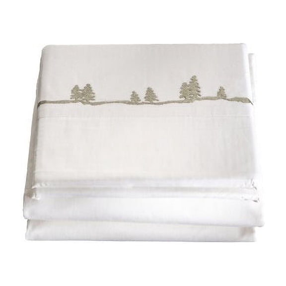 Carstens Inc. 4 Piece Embroidered Pines 200 Thread Count 100pct Cotton Sheet Set