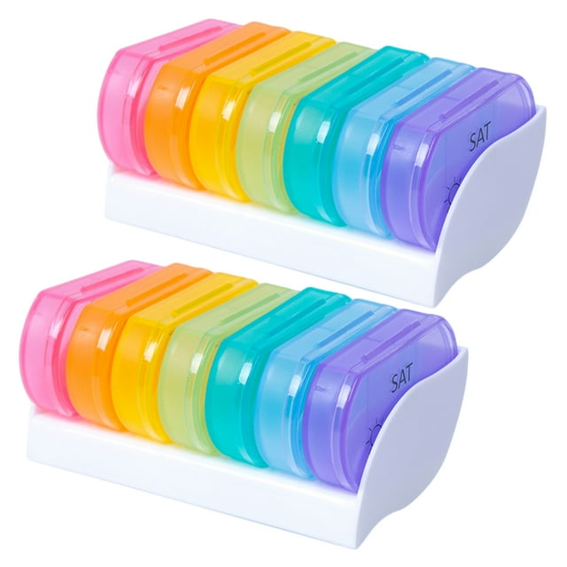 MasteelfCA 2pcs Pill Box Organiser Portable Dispensing Colorful Pill Boxes Mini Pill Boxes Medicine Pill Tablet Storage Sub-box (Colorful)