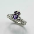 thumbnail image 2 of HeartsAndYou 1.2ct Natural Purple Amethyst Engagement Ring Claddagh 100% 14k SOLID White Gold, 2 of 9