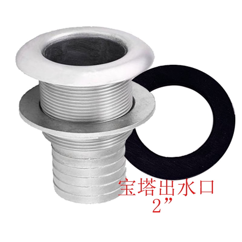 2" 54mm Stainless Steel Marine Thru Hull Fitting, Boat Drain Outlet & Hose Barb Connector for Yacht Kayak Canoe