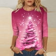thumbnail image 5 of qucoqpe Christmas Shirts for Women 2025 Christmas Tree Printed 3/4 Sleeve Plus Size T-shirt Round Neck Causal Loose Blouse Tops, 5 of 5