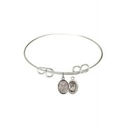 8 inch Round Double Loop Bangle Bracelet w/ St. Christopher/Cheerleading in Sterling Silver