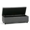 thumbnail image 6 of Avalon 48 inch Wide Contemporary Storage Ottoman Bench in Stone Grey Vegan Leather, 6 of 11