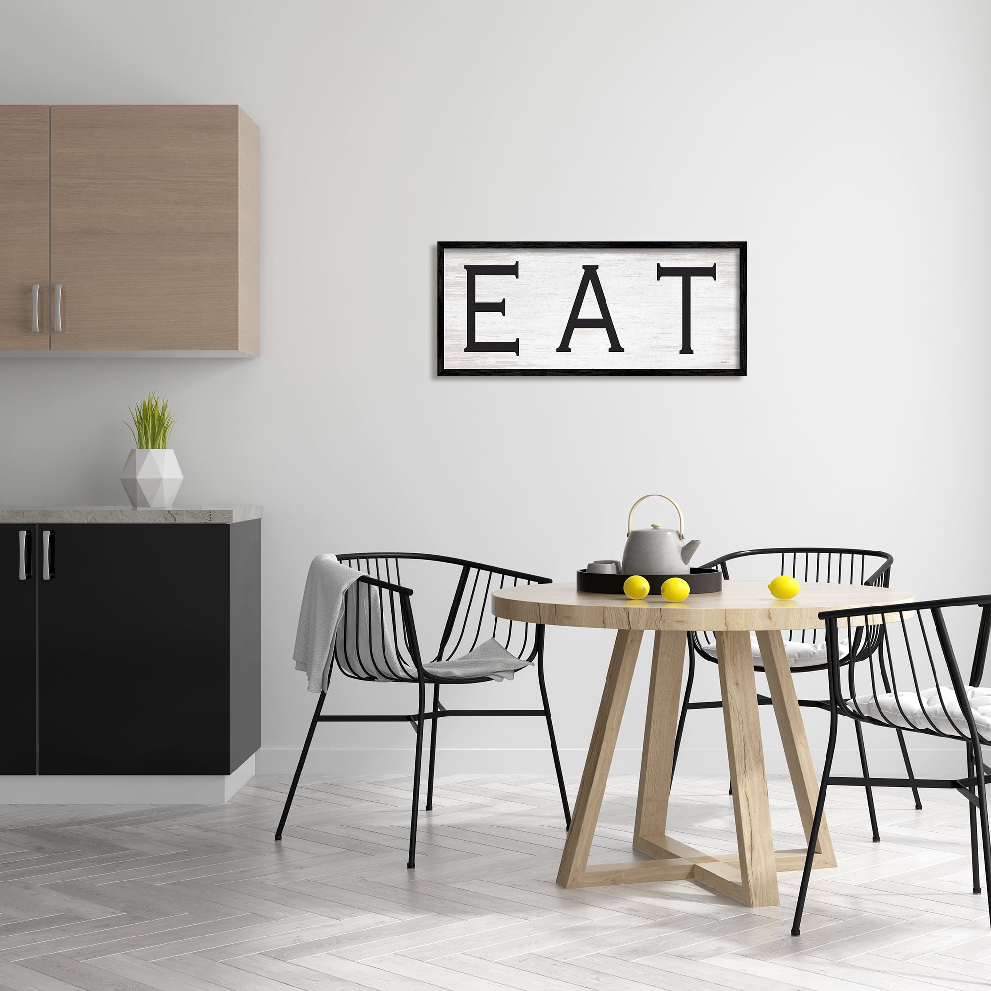 Stupell Industries EAT Farmhouse Kitchen Sign Soft Distressed Pattern, 30 x 13, Design by Lettered and Lined