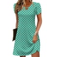 thumbnail image 2 of XUNKUSGA Summer Dresses for Women 2025 Leaf Sleeves Round Neck Hollow Neckline Dress Fashion Casual Polka Dot Sundress, 2 of 5
