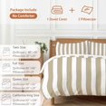 thumbnail image 6 of 3 Piece Beige Striped Duvet Cover Set California King,Microfiber Comforter/Quilt Cover with Corner Ties and 2 Pillowcases,Modern Farmhouse Beige White Stripes All Season Bedding with Zipper Closure, 6 of 8