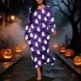 thumbnail image 5 of SELONE Nightgowns Long Sleeve for Women Plus Size Crew Neck Maxi Sleep Shirt Ghost Bats Nighties Halloween Dress, 5 of 8