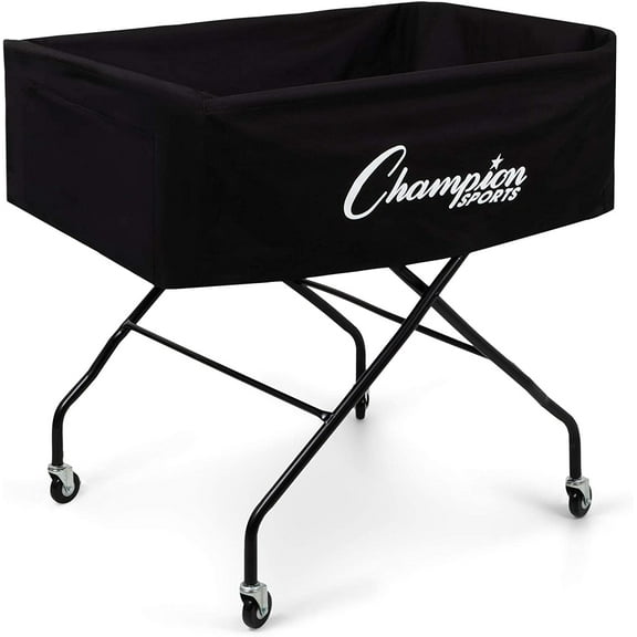 Champion Sports Volleyball Cart – Hammock Bag, Aluminum Frame, Wheels, Holds 40 Balls – Collapsible & Portable