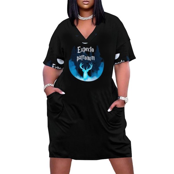 HP design by forceto patronum-vestido holgado con bolsillo para mujer vestidos de ceremonia verano