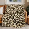 thumbnail image 2 of Abstract Brown Leopard Print Flannel Blanket for Bed,Travel and Camping, Impressionist Style Super Soft Cozy Blanket for All Seasons 60"x80", 2 of 7