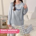 thumbnail image 4 of juego de pijama para mujer, ropa de dormir de manga larga a cuadros, conjuntos de salón de 2 piezas con contraste suave (L), 4 of 6