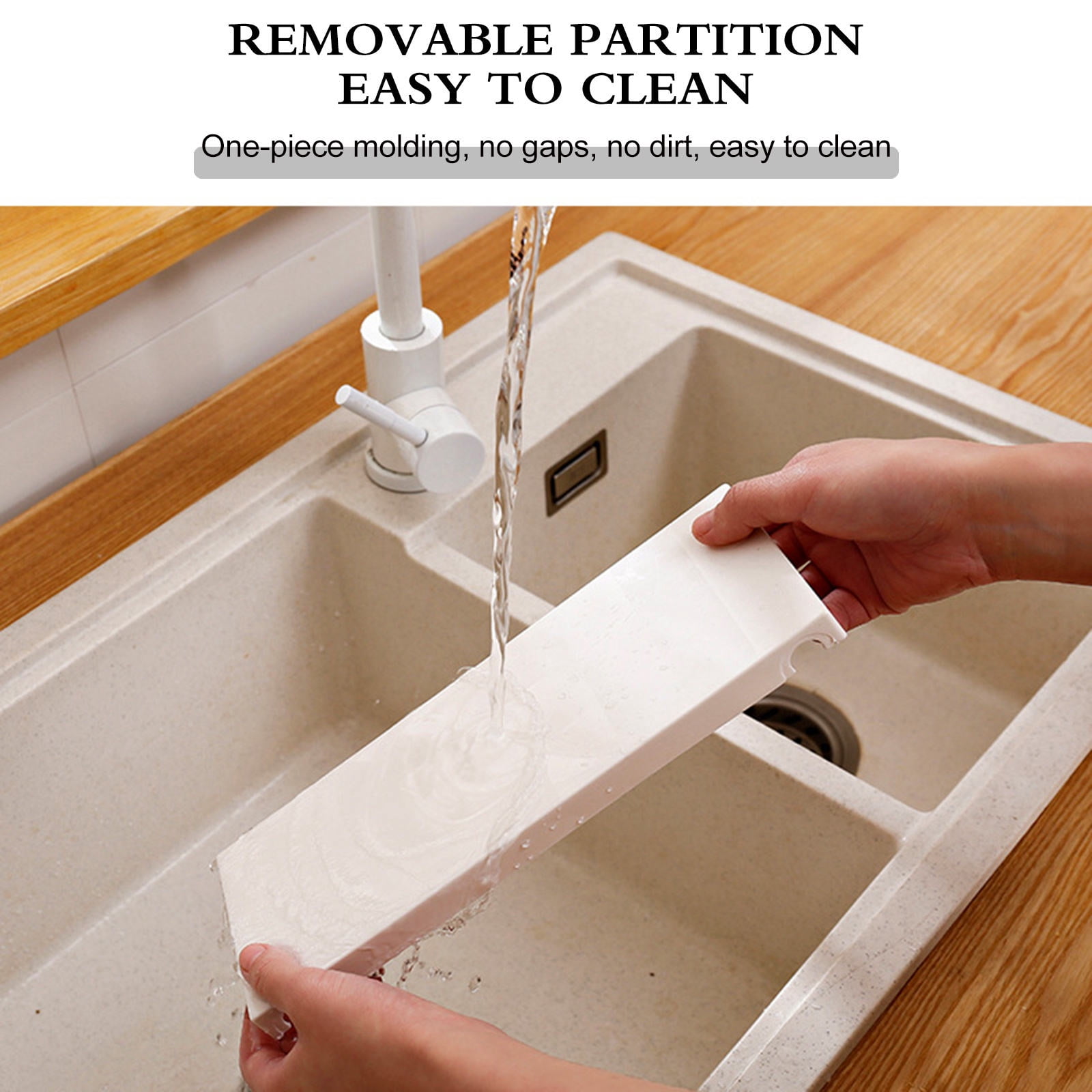 Raindrops White Plastic Under-Sink Cabinet Organizer with Adjustable Shelves, Dual Drawers, and Multi-Purpose Storage Solution