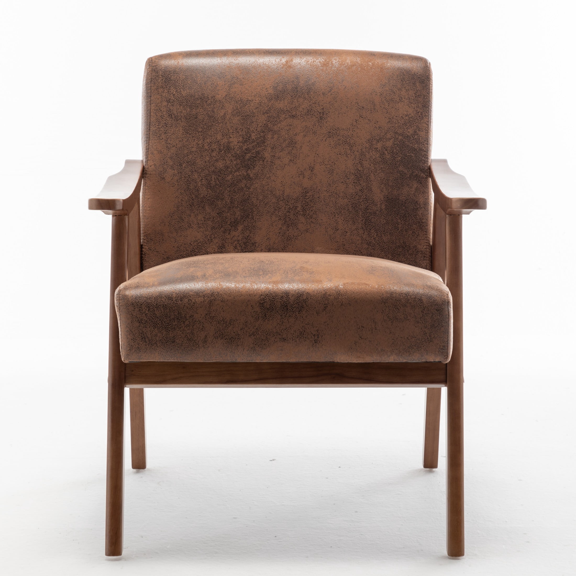 GDF Studio Mid-Century Modern Accent Chair with Microfiber Upholstery & Solid Wood Frame, Brown