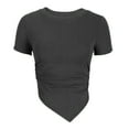 thumbnail image 2 of Birdeem Mode Femmes T-Shirt Décontracté Col Rond Manches Courtes Uni Blouse, 2 of 12