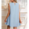 thumbnail image 5 of Womens Cute Dress A-Line Round Neck Dress Sleeveless Light Blue XL, 5 of 6