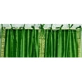 thumbnail image 2 of Forest Green  Tie Top  Sheer Sari Curtain / Drape / Panel   - 43W x 84L - Pair, 2 of 2