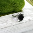thumbnail image 5 of Gem Stone King 4.07 Cttw Black Onyx Engagement Ring for Women | 925 Sterling Silver | Gemstone December Birthstone | Oval 12X10MM | Available in Size 5,6,7,8,9, 5 of 6
