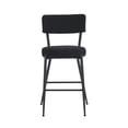 thumbnail image 6 of Modern Bar Stools Set of 2,Teddy Fabric Upholstered Barstools with Metal Base,Counter Height Bar Stools for Kitchen,Dining and Living Room,Black, 6 of 8