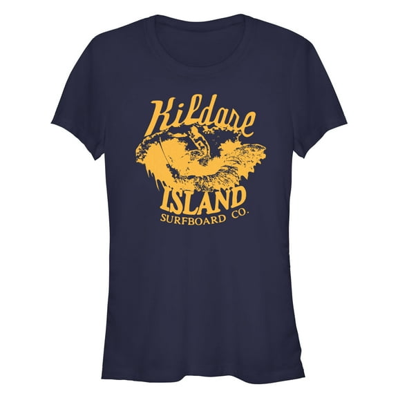 Junior's Outer Banks Kildare Island Surfboard Co. Orange Waves Graphic T-Shirt