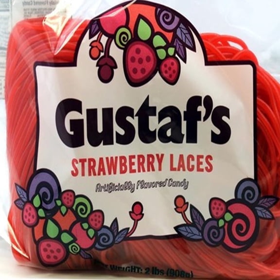 Gustaf's Shoestring Red Strawberry Licorice Laces, 2 lbs
