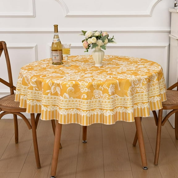 Table Cloth Rectangle Table, Yellow Floral Tablecloth Rectangular, Waterproof Spring Summer Outdoor Tablecloth Heavy Duty for Dining Buffet Wedding Camping, 60x86