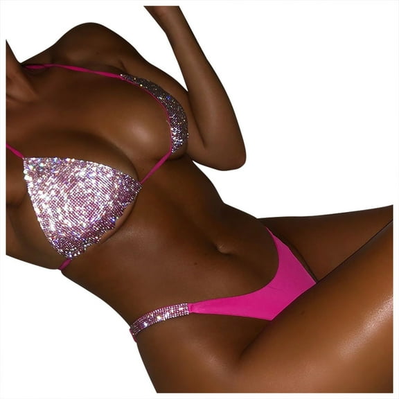 Utoimkio Womens Bikini Sets High Waisted Thong Two Piece Swimsuits Tummy Control Solid Bathing Suits for Women Push Up Brazilian Swimwear Beachwear Swimsuit