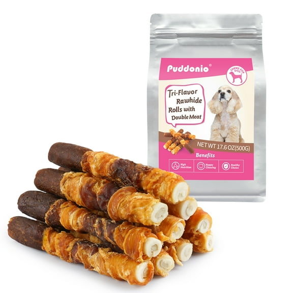 Puddonio Chicken, Duck & Liver with Rawhide Dog Treats, , 1.1 lb, 6 Inch