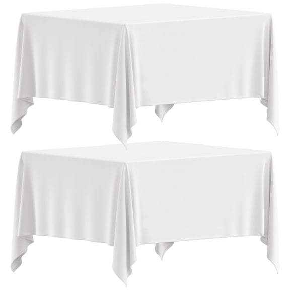 White Square Tablecloth 52x52 Inch, 200GSM - Set of 2 Square Tablecloths - Stain, Wrinkle-Resistant, Machine Washable, Card Table Tablecloth, 2 Count