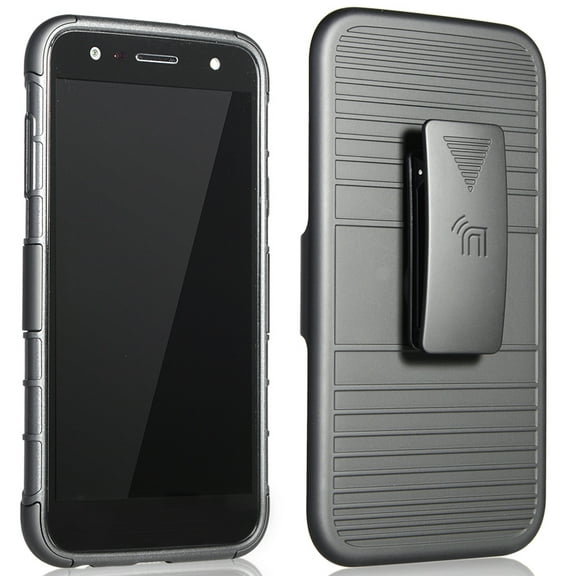 Nakedcellphone Black Grip Case Cover   Belt Clip Holster Stand   Magnetic Car Holder for LG X Power-2, X Charge, Fiesta 2, Fiesta, K10 Power