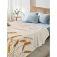 thumbnail image 4 of Full Size Flat Sheet Only, Fall Wheat Soft Brushed Microfiber Bed Sheets, Autum Botanical Rustic Yellow Orange Hotel Quality Breathable Bedding Top Sheet, Easy Care, 81"x96", 4 of 9