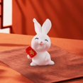 thumbnail image 4 of 3x Chinese New Year Rabbit Statue Small Bunny Figurine for Table Decor Macarena none, 4 of 8