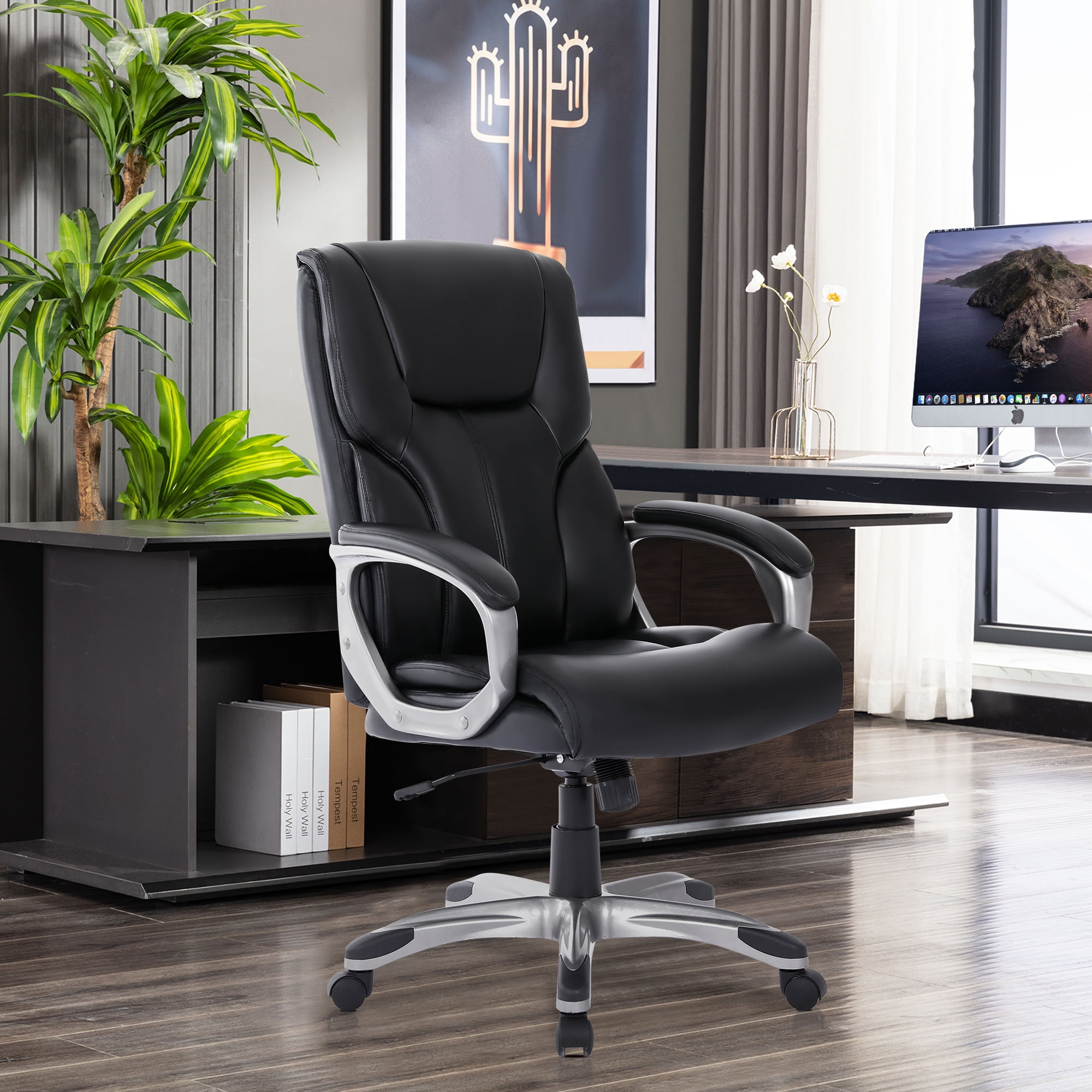Czlolo Executive Office Chairs with Wheels, Big And Tall Leather Swivel