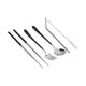 thumbnail image 4 of 304 Stainless Steel Flatware Set Portable Paint Chopsticks Spoon Fork Straw Set for OutdoorBlack Silver (Black Storage Box), 4 of 5