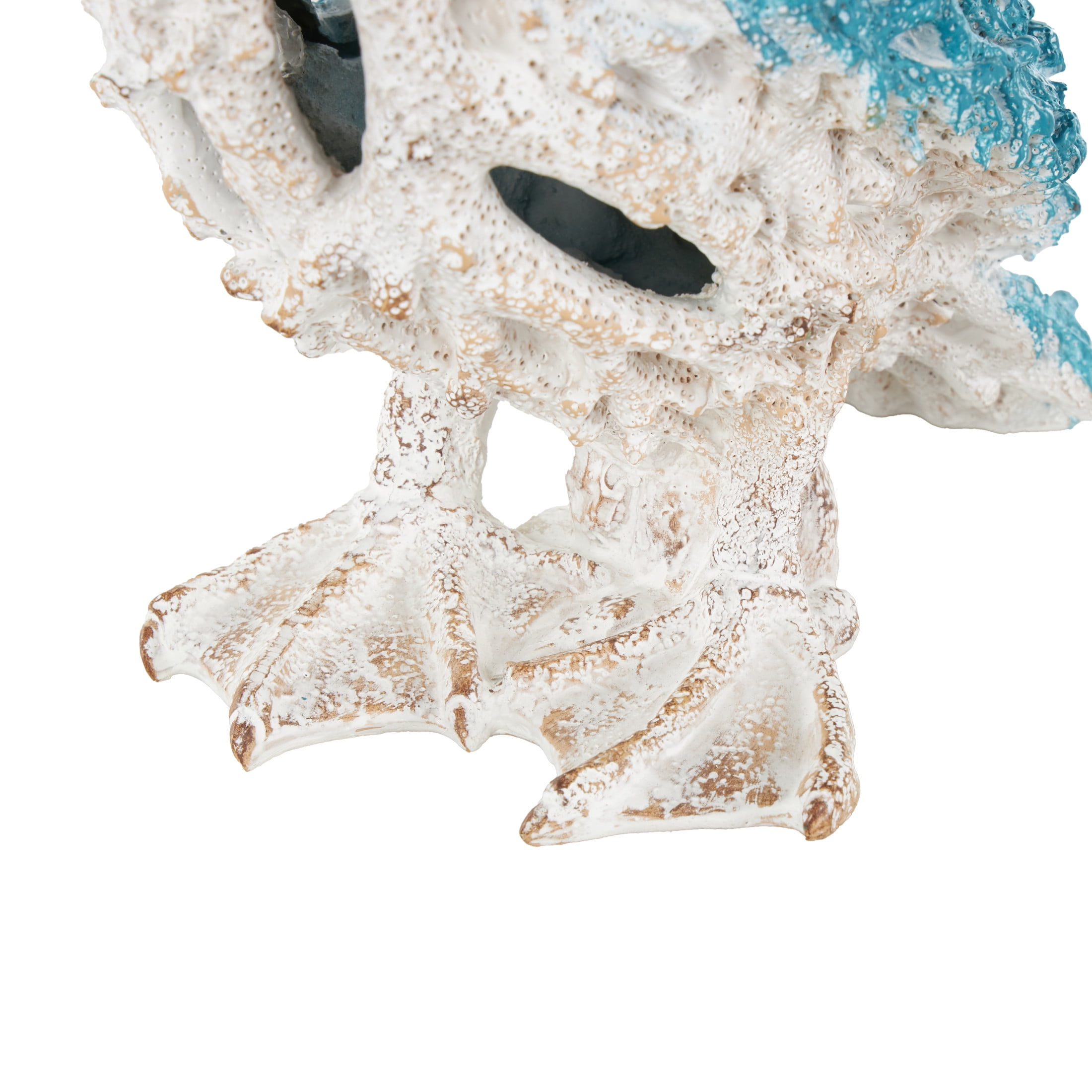 10" x 14" Blue Polystone Textured Pelican Sculpture with Blue Feathers, by DecMode