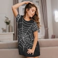 thumbnail image 3 of Balery A Web With A Spider Camisón de manga corta con cuello redondo para mujer, cómodo y elegante., 3 of 6