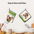 thumbnail image 6 of Xecao Brown Bunny Pattern Oven Mitts and Pot Holders Sets Heat Resistant Silicone Oven Mittens Extra Thicken Long Kitchen Cotton Oven Glove for Cooking, 6 of 7