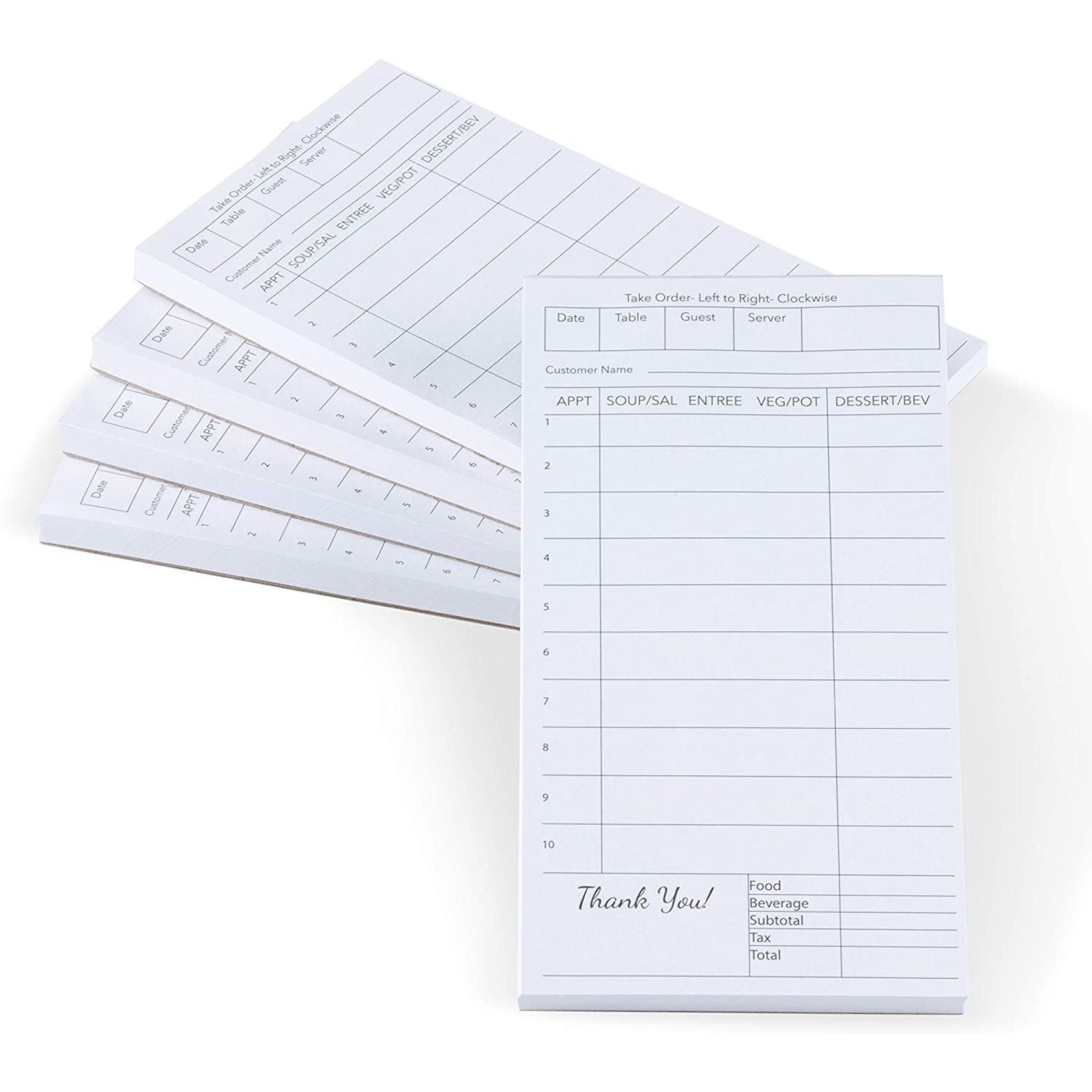 100 x Food Order Pads Numbered 1-100 Coloured Bar Restaurant Waiter Book Pads 