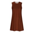 thumbnail image 4 of cfhntfmh Tank Dresses for Women Round Neck Strappy Sleeveless Casual Sundress Pleated Flowy Solid Color Basic T-Shirts Dress, 4 of 6
