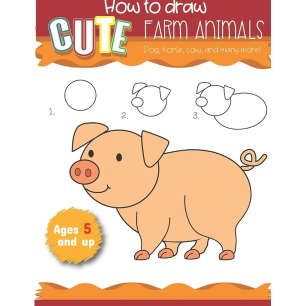 picture Domestic Animals Drawing Easy Cow how to draw cute farm animals dog horse cow and many more ages 5 and up fun for boys and girls prek kindergarten farm animals sketchbook