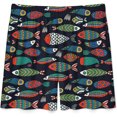 thumbnail image 4 of NICKSUN Shorts de Pyjama Amusants pour Hommes, Bas de Pyjama Courts Doux avec Poches, Poisson Tropical Coloré, 4TG, 4 of 6