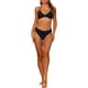 thumbnail image 1 of Conjuntos de bikini de triángulo de 2 piezas para mujer, parte superior con escote en V y tirantes ajustables, parte inferior básica, trajes de baño S en negro, 1 of 5