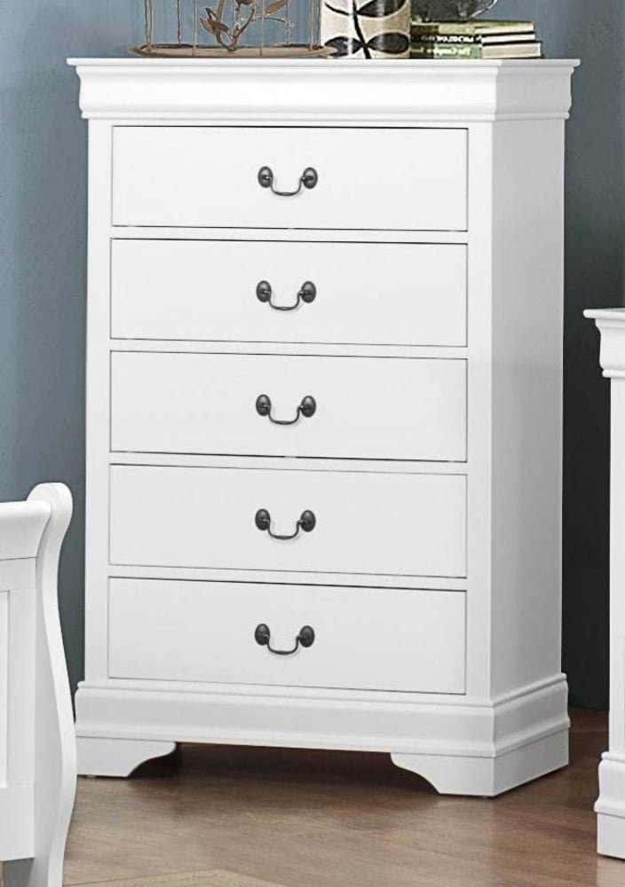 Traditional Style Wooden Chest With 5 Drawers White - Walmart.com