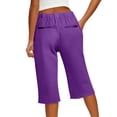 thumbnail image 5 of HKYNLAG Capri Pants for Women Petite Pull On Knee Length Cotton Linen Capris Summer Straight Leg Loose Beach Shorts with Pockets Purple 4XL, 5 of 7