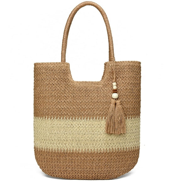 Straw Beach Bags for Women Woven Beach Tote Bag Casual Boho Large Shoulder Handbags Purse for Vacation Holiday