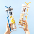 thumbnail image 5 of 27oz Juice Cup with Dry-Wet Separation and Foldable Straw, Cute Summer Sports Plastic Water Bottle for Girls，BPA Free, 5 of 6